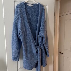 Zara Light Blue Wrap Knit Cardigan